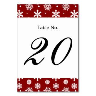 Holiday Red White Snowflakes Pattern 1 Table Cards