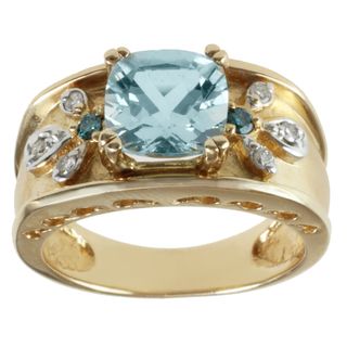 Michael Valitutti 14K Yellow Gold Aquamarine and Diamond Band style Ring Michael Valitutti Gemstone Rings