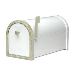 Architectural Mailboxes Bellevue White with White Bronze Post Mount Mailbox 5502W