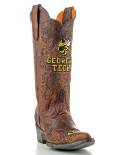 Georgia Tech University Yellow Jackets Women's Cowboy GameDay Boots Western Classics Brown Shoes