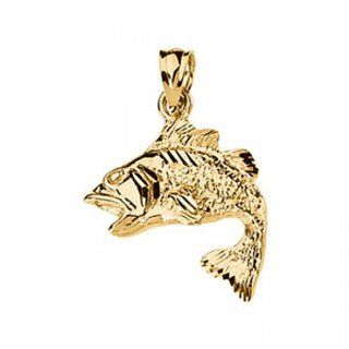 Bass Pendant   14.25 X 17.50 Mm   14k Yellow Gold GEMaffair Jewelry