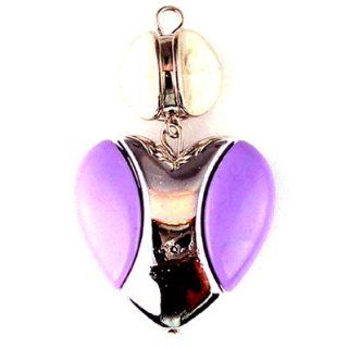 Lavender / Silver 2 Part Heart pendant (1 pc) 30mm x 30mmx7mm 019327