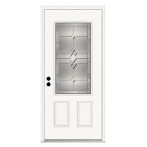 JELD WEN Kingston 3/4 Lite Primed White Steel Entry Door with Brickmold THDJW166700267