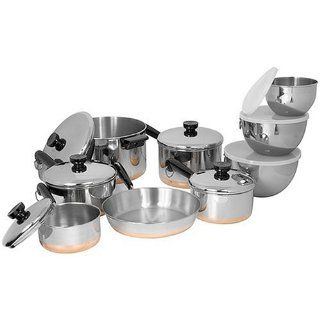 Revere Copper Clad Bottom 14 piece set, Stainless Steel Cookware Sets Kitchen & Dining