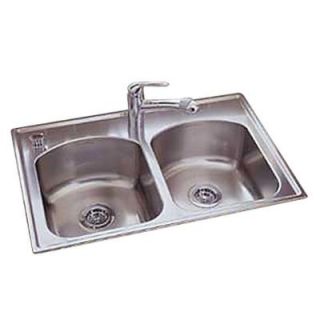 American Standard Culinaire Top Mount Stainless Steel 33x22x8.25 1 Hole Double Bowl Kitchen Sink DISCONTINUED 7502.103.075