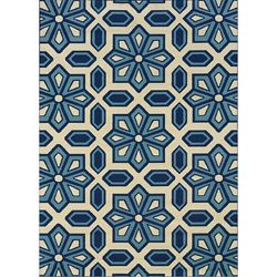 Ivory and Blue Outdoor Area Rug (3'10 x 5'6) Style Haven 3x5   4x6 Rugs