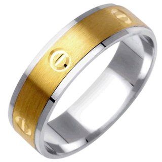 14K White Gold Women's Designer Screw Back Wedding Band (6mm) Jewelry