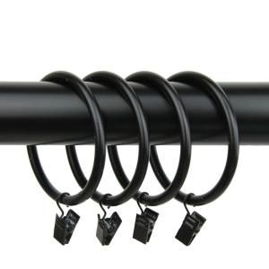 Rod Desyne 2 1/2 in. Black Decorative Rings with Clips (Set of 10) 1931 012