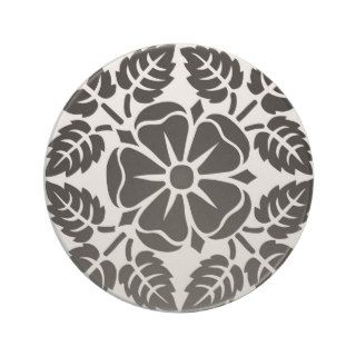 Black and White Floral Pattern Coaster