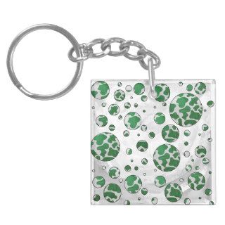 Cow Green and White Print Acrylic Keychains