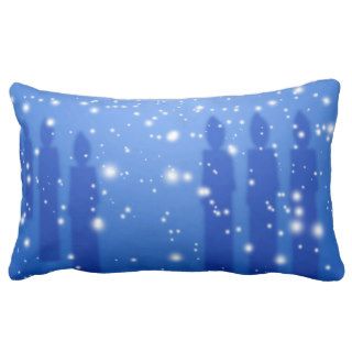 Blue shadows of candles with snow throw pillows