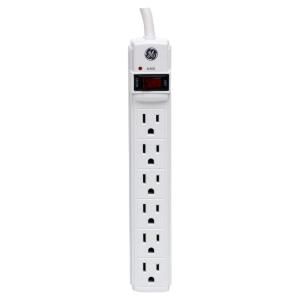 GE 6 Outlet Surge Protector with 3 ft. Cord  White 14914