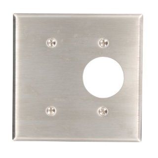 Leviton 84085 40 2 Gang 1 Blank 1 Single 1.406 Inch Diameter, Device Combination Wallplate, Standard Size, Strap Mount, Stainless Steel   Outlet Plates  