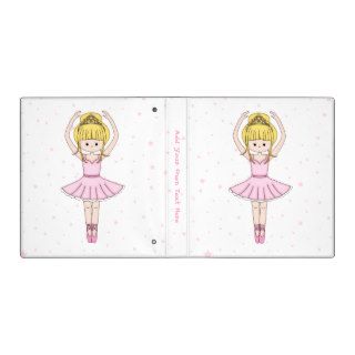 Pretty Little Cartoon Ballerina Girl in Pink Binders