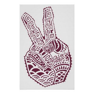 Peace Sign Henna Tat Hand Poster