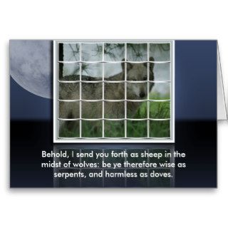 Matthew 1016 BIBLE QUOTE SHEEP AMONG WOLVES Greeting Cards
