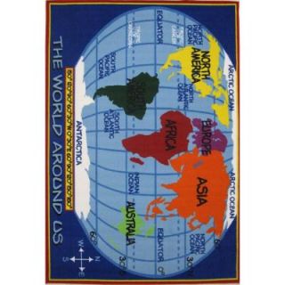 LA Rug Inc. Fun Time Kids World Map Multi Colored 5 ft. 3 in. x 7 ft. 6 in. Area Rug FT 167 5376