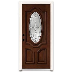 Steves & Sons Annapolis 3/4 Oval Stained Mahogany Wood Entry Door DISCONTINUED AP6151MPJRI
