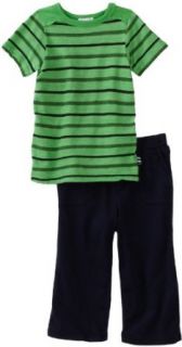 Splendid Littles Baby boys Infant Slub Stripe Jersey Short Sleeve Tee and Pant, Android Green, 3 6 Months Infant And Toddler Pants Clothing Sets Clothing