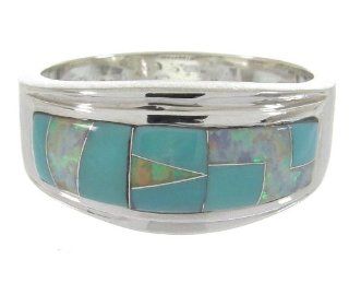 Manmade Opal Jewelry Turquoise Southwest Ring Size 8 1/2 MW64488 SilverTribe Jewelry