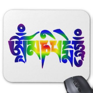 rainbow Om Mani Padme Hum symbol Mousemats