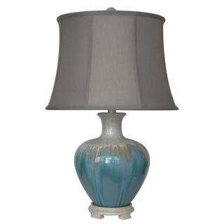Integrity 25 inch White Metallic on Aqua Cermamic Table Lamp Table Lamps