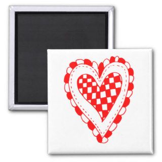 Country Style Red heart frilly edges design Magnet