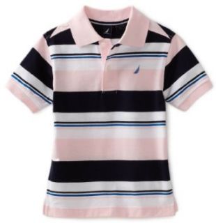 Nautica Sportswear Kids Boys 2 7 Short Sleeve Feed Stripe Polo, Light Pink, Medium Polo Shirts Clothing