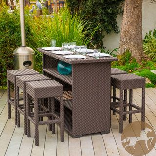 Christopher Knight Home Milton Outdoor 7 piece Brown Wicker Bar Set Christopher Knight Home Dining Sets