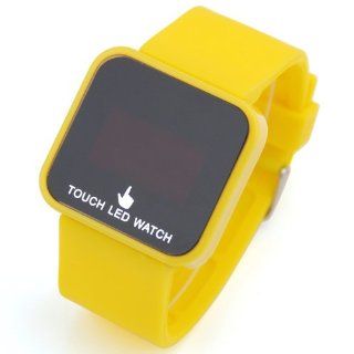 NEW Eye catching Yellow Rubber Black LED Touch Screen Men Lady Sport Wrist Watch Watches