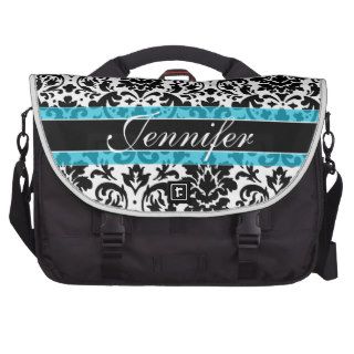 Beautiful name calligraphy with damask design laptop bags