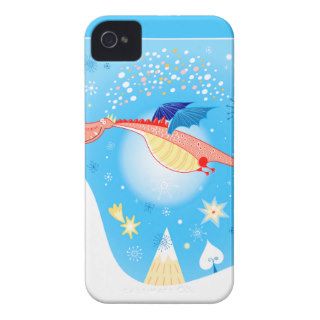 Winter Dragon Flying Through Snowflakes Case Mate iPhone 4 Case