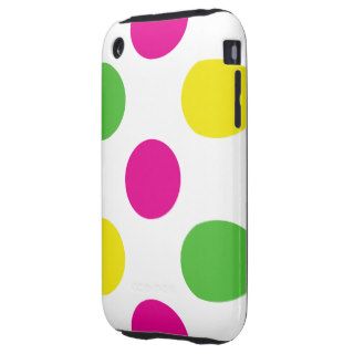 Abstract Retro Polka Dots Pink Green Yellow iPhone 3 Tough Case