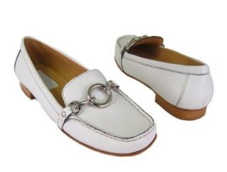 Coach Edy White Calf Leather Loafers (8) Shoes