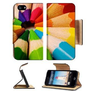 Bright Pencils Macro Photography Multi Colors Apple iPhone 5 Flip Cover Case with Card Holder Customized Made to Order Support Ready Premium Deluxe Pu Leather 5 3/16 inch (132mm) x 2 11/16 inch (68mm) x 9/16 inch (14mm) msd iPhone 5 Professional Cases Touc