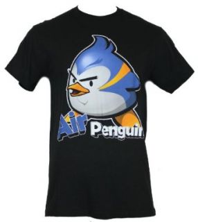 Air Penguin Mens T Shirt   Classic Logo on Black Novelty T Shirt Clothing