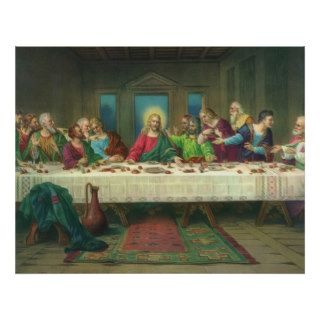 Vintage Last Supper with Jesus Christ and Apostles Poster