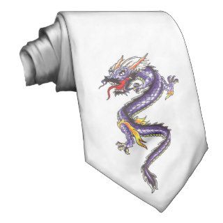 Cool  Oriental Purple  Dragon    tattoo tie