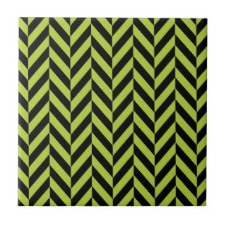 Green black herringbone pattern ceramic tiles