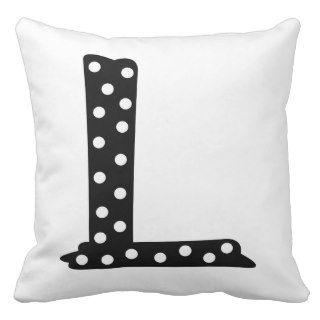 Personalized Black and White Polka Dot Letter L Throw Pillows