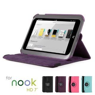 GMYLE(R) Purple 360 Degree Rotating PU leather Folio Stand Case Cover for Nook HD 7 inches Barnes & Noble e book Reader Tablet (Multi Angle  Vertical / Horizontal and Wake up Sleep Function) Computers & Accessories