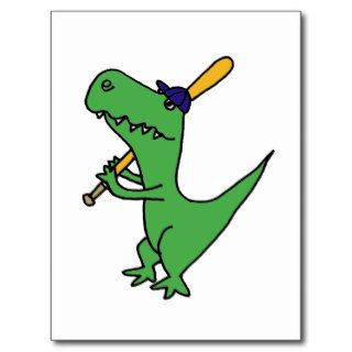 XX  T rex Dinosaur Playing Baseball Post Cards
