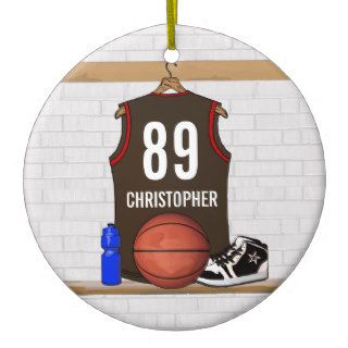 Personalized brown Basketball Jersey Ornaments
