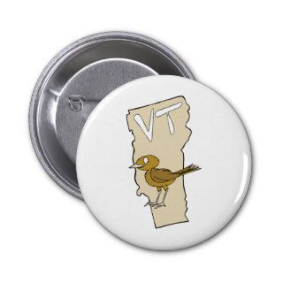 Vermont VT Cartoon Map & State Bird Buttons