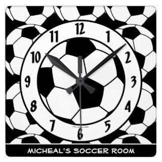 Personalized Soccer Ball Player Sport Pattern 2Bla Clock