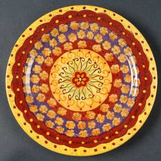 Pier 1 Helena Salad Plate, Fine China Dinnerware   Red,Purple,Yellow,Floral,Band
