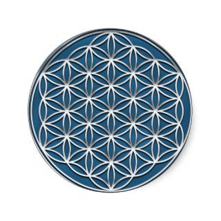 Flower of the life   Flower OF life   silver Round Sticker