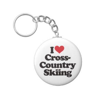 I Love Cross Country Skiing Keychain
