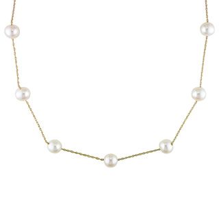 Miadora 10k Gold FW White or Pink Pearl Tin Cup Necklace (7 8 mm) Miadora Pearl Necklaces