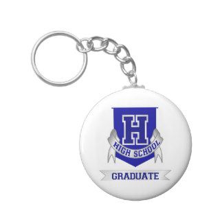 High School Graduation Key Ring   Blue and Silver Key Chains